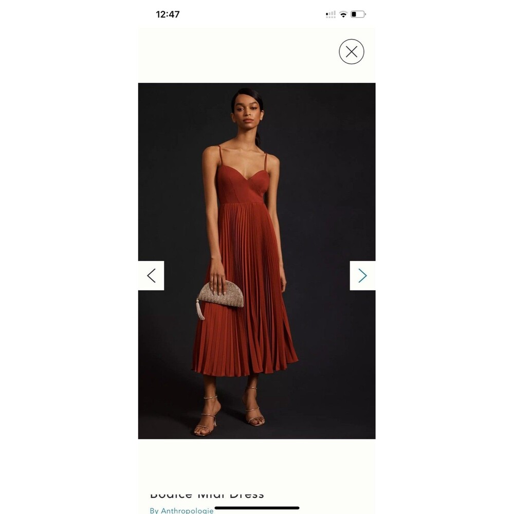 NWT Anthropologie Maroon Red Pleated Maxi Dress - Size Small (51” length)